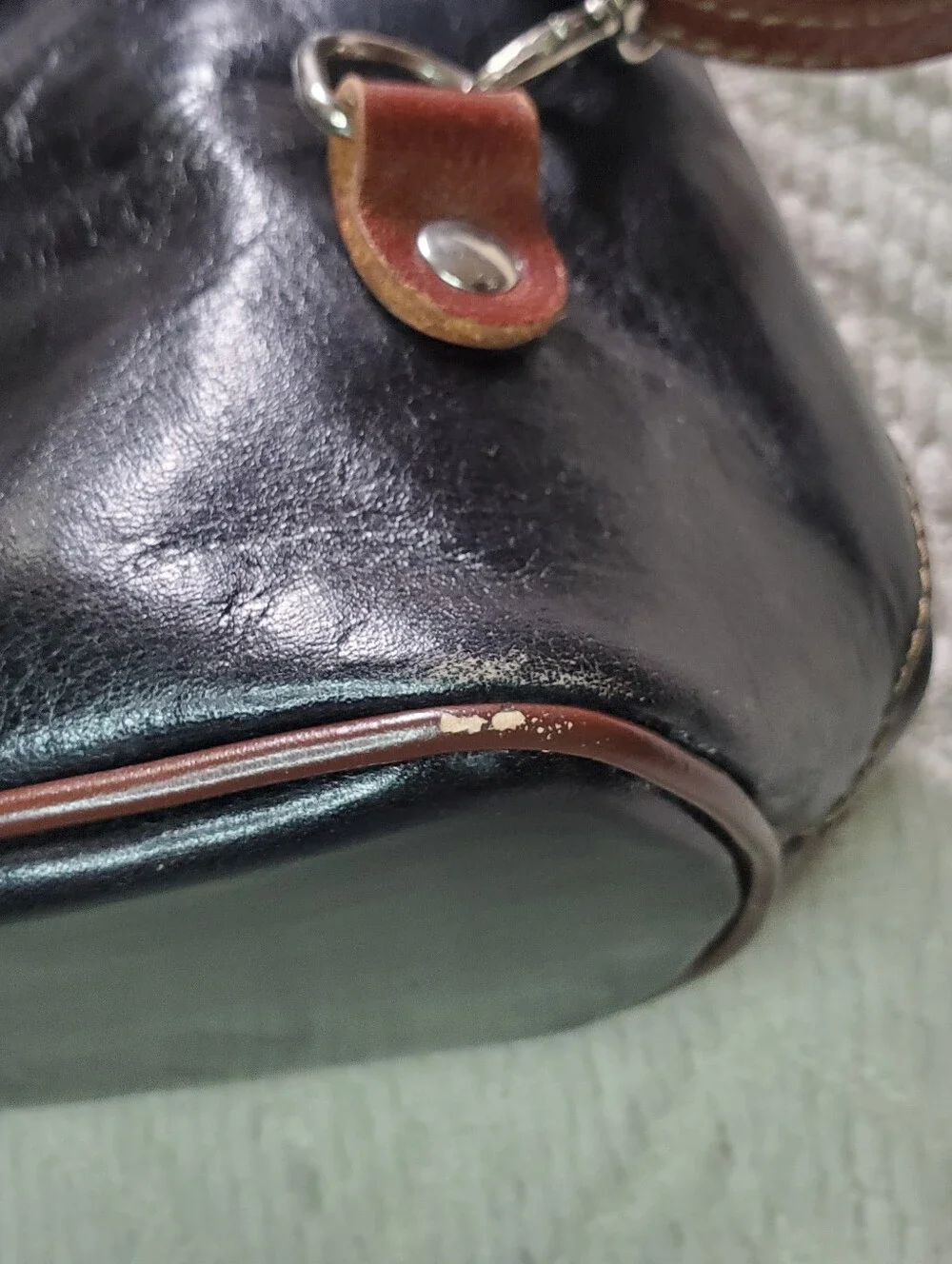 Italian Leather Backpack Purse Fiorella Black Tan Asymmetrical Made In Italy